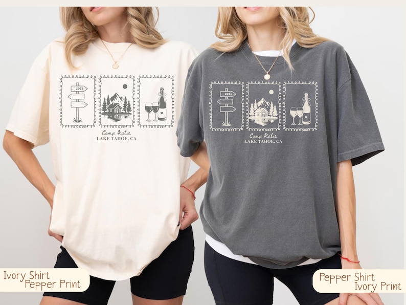 Custom Camp Bachelorette Shirt, Lake Bach Trip Tee, Mountain Bride Camping Shirts, Personalized Bridal Party, Hiking Bach Crew Gift Set Unisex Pepper