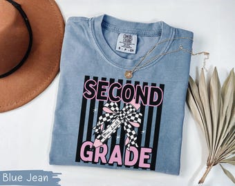 Personalized Second Grade Teacher Shirt, 2nd Grade Back to School Tee, Custom Name, Checkered Bow Team Gift, Youth Tshirt, First Day