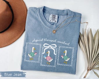 Chemise silly goose assistante kinésithérapeute Comfort Colors®, cadeau de remise des diplômes ATP, t-shirt de thérapie drôle, t-shirt minimaliste assistant PT