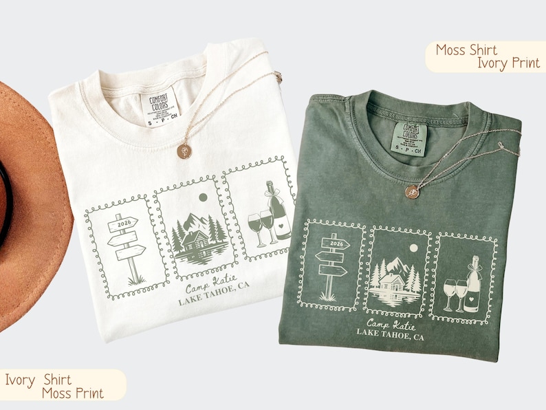 Custom Camp Bachelorette Shirt, Lake Bach Trip Tee, Mountain Bride Camping Shirts, Personalized Bridal Party, Hiking Bach Crew Gift Set bild 1