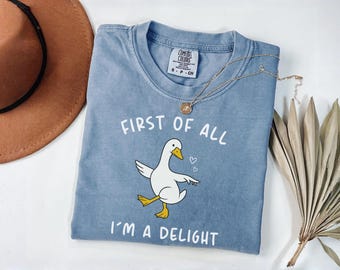 T-shirt Tout d'abord je suis un délice Comfort Colors®, t-shirt drôle d'oie stupide, chemise citation sarcastique, mème graphique mignon
