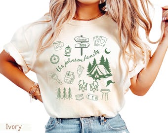 Personalized Family Camping Shirt Comfort Colors®, Custom Crew Tee, Matching Camp Vacation Family Trip, Camping Life, Nature Lover Gift