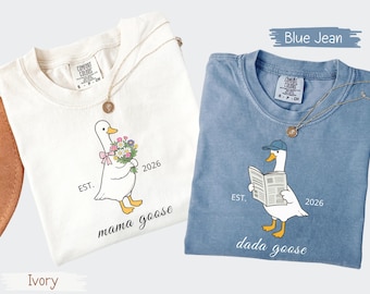 Comfort Colors Custom Mama Goose And Dada Goose Shirts, Silly Goose Parents Tee, Matching Mom Dad Outfit, Pregnancy Gift, Baby Announcement