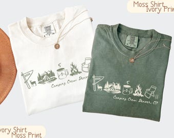 Personalized Camping Crew Shirt Comfort Colors, Custom Camp Trip, Mountain Matching, Family Reunion Vacation, Summer Camp, Hiking Bridal