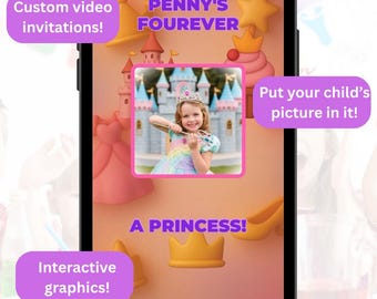 Personalized Princess Birthday Video Invitation: Animated Spark e-Invite