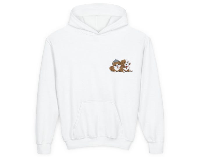 Animal Friends Youth embroidered cat and dog Hoodie, Cute Kids Sweatshirt, Comfy Layer for Youth, Gift for Kids, Casual Everyday Wear