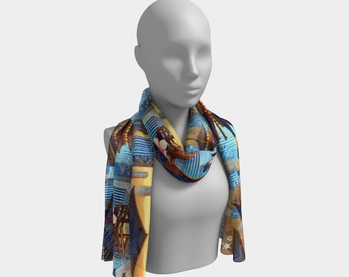 Asian tech city scape scarf