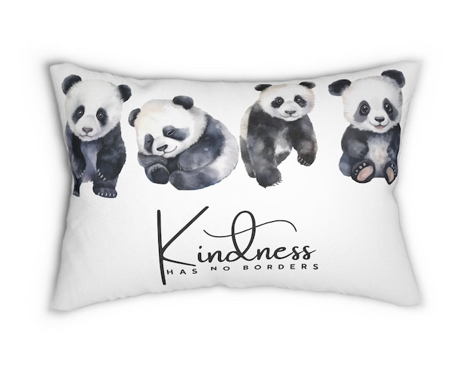 Watercolor Panda Lumbar Pillow: Cozy Home Decor, Animal Lover Gift