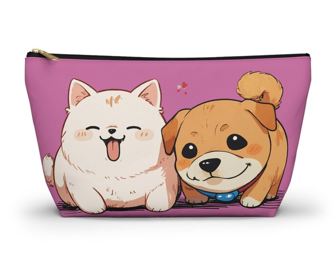 Cute Dog & Cat Accessory Pouch(Pink), Pet Lover Gift, Makeup Bag, Dog Mom Accessory, Animal Lover Storage, Fun Pouch for All Occasions