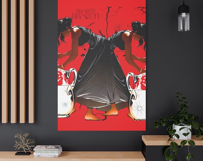 Broken Empowering Wall Art, Therapeutic Modern Canvas, Unique Home Decor, Gift for Art Lovers, Contemporary Design, Matte Stretched Wall Art