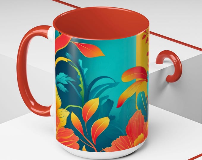 Vibrant Floral Coffee Mug, Choose your color, Colorful Garden Mug, Nature Lover's Gift, Tea Cup for Home, Unique Office Accessories