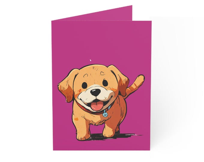 Cute Dog Pink Greeting Cards, Perfect for Pet Lovers, Birthdays, Thank You Notes, Invitations, Set of 1, 10, 30, 50pcs