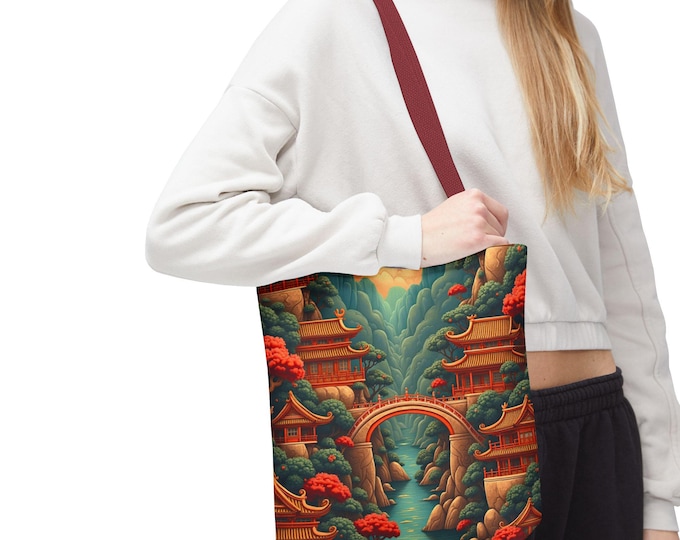 Asian Landscape Tote Bag - Stylish Eco-Friendly Shopper, Perfect for Travel, Nature Lovers, Gifts, Beach Days, and Everyday Use