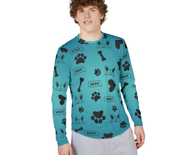 Men's UV Protection Long Sleeve Shirt - Dog Lover Tee, Cute Pet Apparel, Outdoor Adventure Wear, Birthday Gift for Him, Beach Day Essential