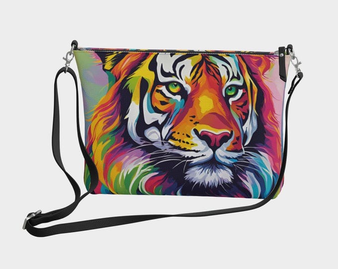 Tiger Freedom through Color Vegan Leather Crossbody Purse