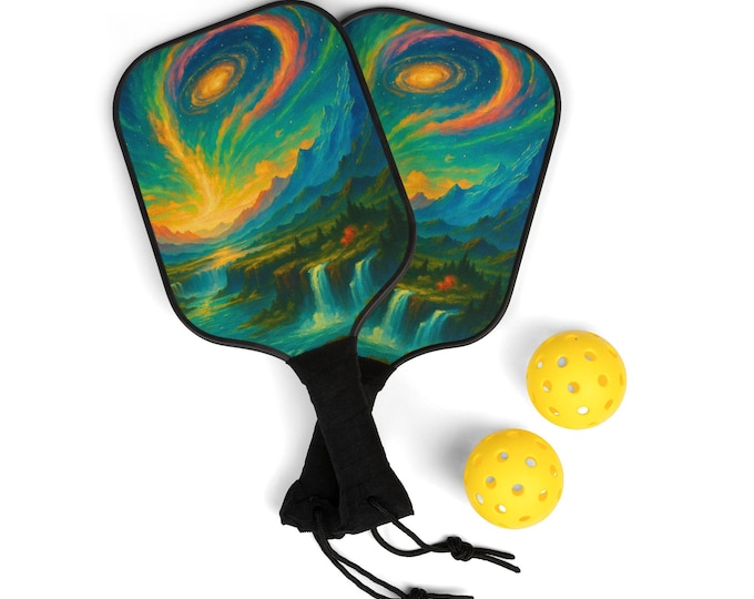 Artistic Pickleball Paddle Set: Vibrant Outdoor Game with Carry Bag