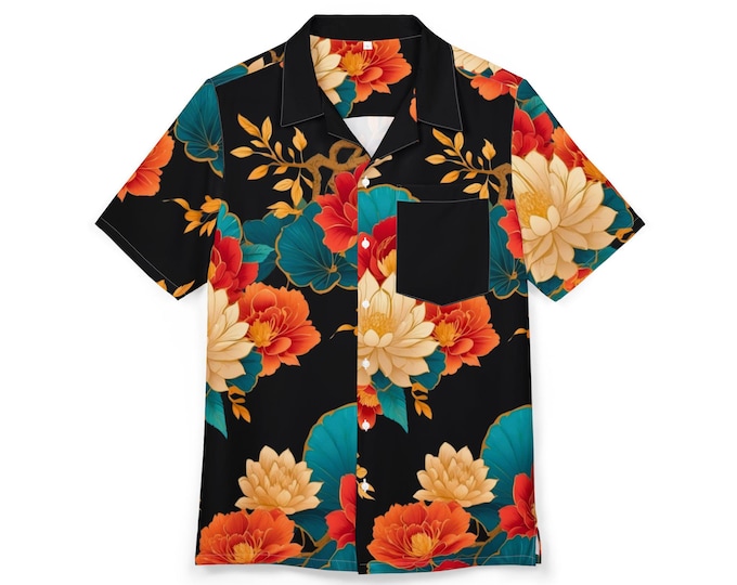Matching Mens Tropical Floral Button Down Shirt, Summer Vibes, Unisex Vacation Wear, Beach Outfits, Luau Party Apparel, Hawaii Shirt