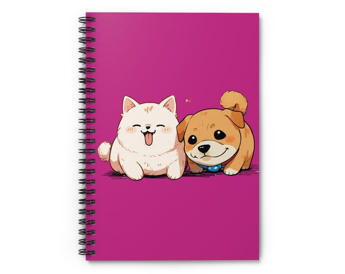 Pink Cute Pet Spiral Notebook Adorable dogs design, Perfect for journaling, school, gifts, dog lovers, and planners