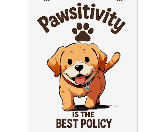 Playful Dog-Inspired Rolled Poster - Pawsitivity is the Best Policy, Pet Decor, Animal Lover Gift, Inspirational Wall Art, Cute Home