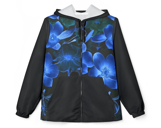Elegant Floral Windbreaker Jacket | Lightweight Rainwear, Nature Lovers Gift, Stylish Outdoor Apparel, Festival Jacket, Spring Fashion