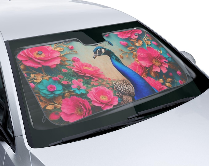 Peacock Floral Car Sun Shades - Vibrant Protection, Perfect for Summer, Road Trips, and Gifts, UV Blocker, Auto Accessories