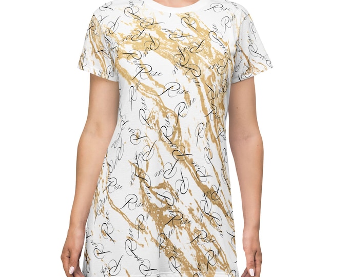 Chic Rise Marble T-Shirt Dress - Stylish AOP Design for Casual Outings, Summer Events, Gift for Her, Everyday Fashion