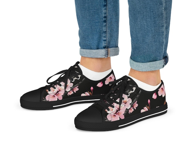 Unisex Floral Low Top Sneakers | Mens Sizes | Casual Spring Shoes | Trendy Everyday Footwear | Gift for Nature Lovers