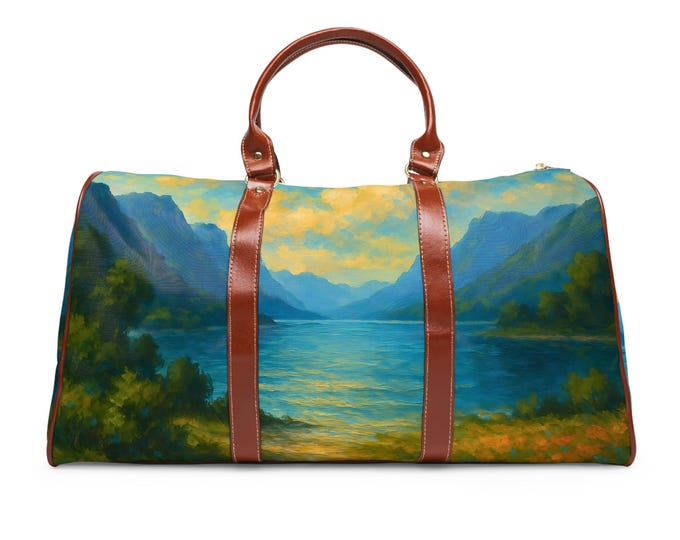 Scenic Landscape Waterproof Travel Bag: Nylon Weekend Getaway Bag