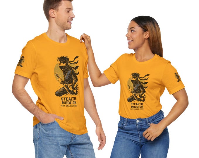 Ninja Snack Time Tee Fun Unisex Jersey T-Shirt, Stealth Mode On Design, Comfortable Casual Wear, Perfect for Anime Gaming, Gifts for Friends