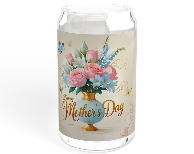 Floral Sipper Glass - Perfect Mother's Day Gift, Floral Drinkware, Eco-Friendly Beverage Container, Customized Straw Glass, Modern Kitchen