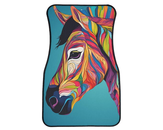 Vibrant Zebra Car Floor Mat, Colorful Vehicle Accessory, Bohemian Car Decor, Animal Lover Gift, Unique Car Accessories