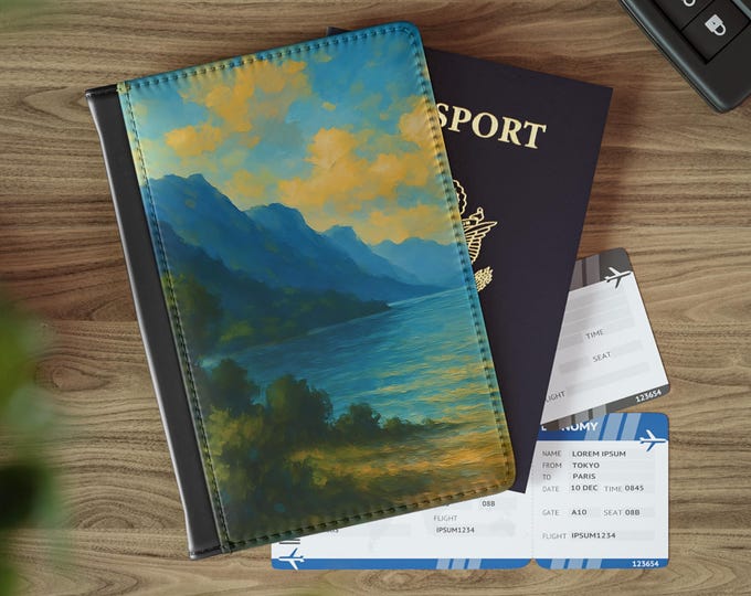 Scenic Passport Cover Wallet, Travel Accessory, Gift for Wanderlust, Vacation Essentials, Elegant Travel Holder