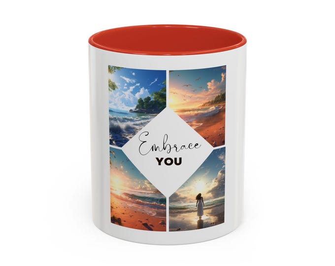 Accent Mug, Embrace Who You Are, Color Contrast Coffee Cup, 11oz Ceramic Mug