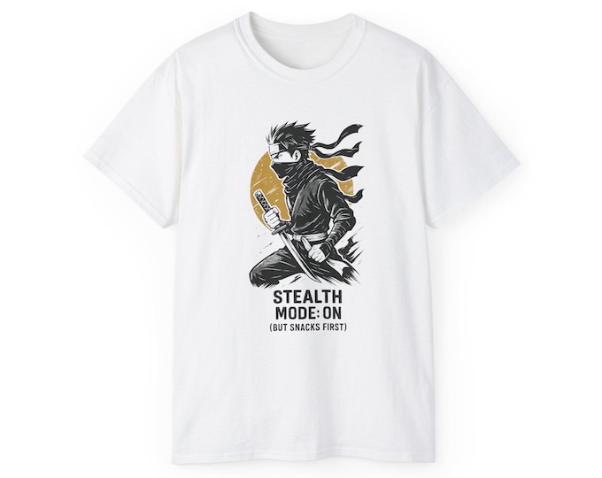 100% cotton Stealth Mode On Unisex Tee, Funny Graphic T-Shirt, Anime Inspired, Gift for Friends, Casual Wear, Ethically sourced