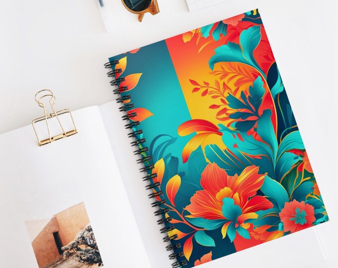 Vibrant Floral Spiral Notebook, Colorful Journal for Creative Minds, Perfect Gift for Students and Artists, Floral School Supplies, Bright
