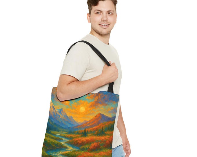 Scenic Landscape Tote Bag: Polyester Reusable Grocery Bag