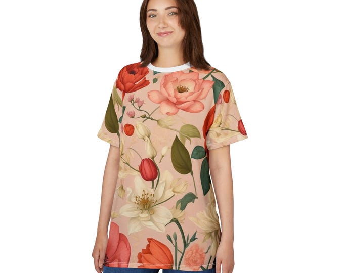 Floral Unisex Tee, Summer Floral Shirt, Garden Lover Gift, Casual Tee, Spring Fashion, Nature-Inspired Wear
