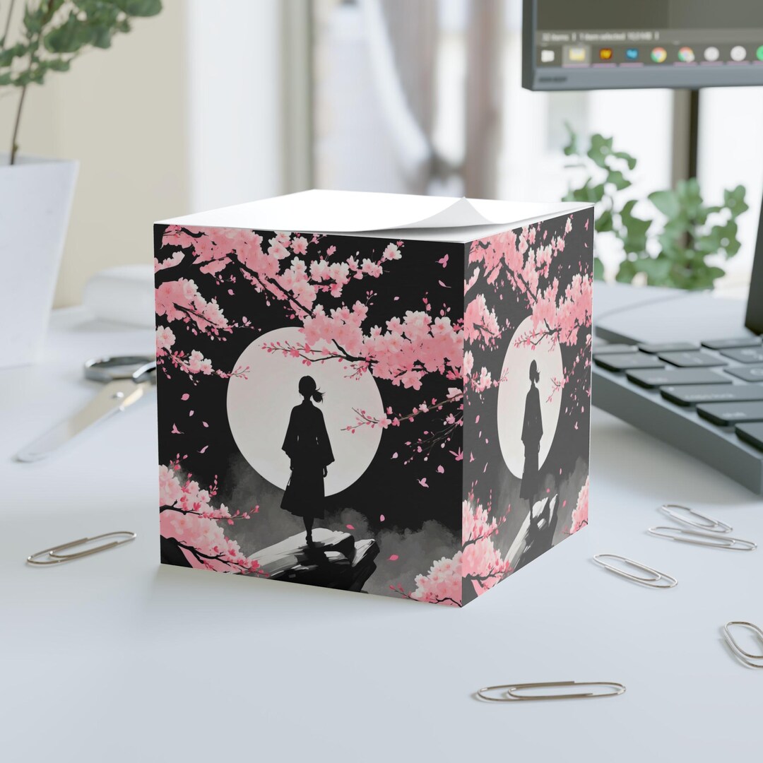 Cherry Blossom Note Cube | Elegant Sticky Notes for Home, Office, Gifts ...