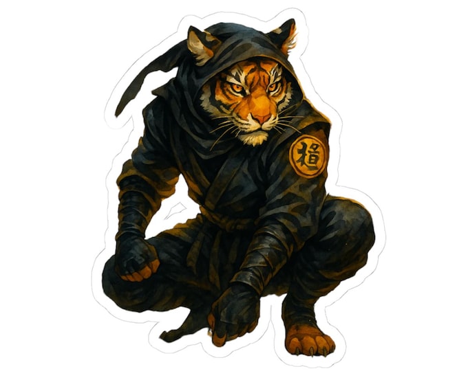 Ninja Tiger Stickers | Fierce Decor, Laptop Stickers, Gift for Kids,Cute Cat Lover, Animal Lover Art, anime