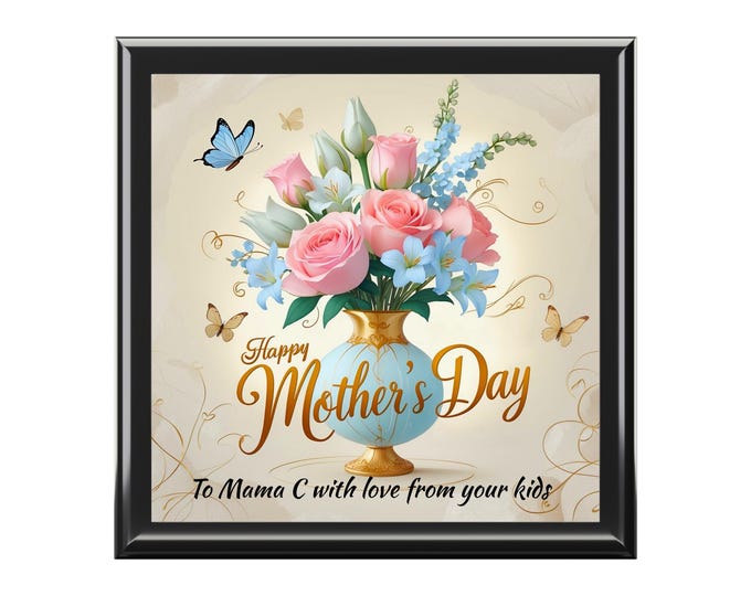 Personalized Jewelry Box for Mother's Day(Create any message you want), Floral Keepsake Box, Gift for Mom, Storage