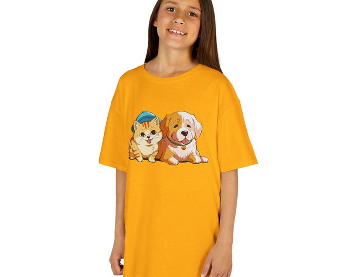 Adorable Pets Kids Tee, Cute Cat and Dog Shirt, Animal Lover Gift, Birthday Present, Fun Summer Wear