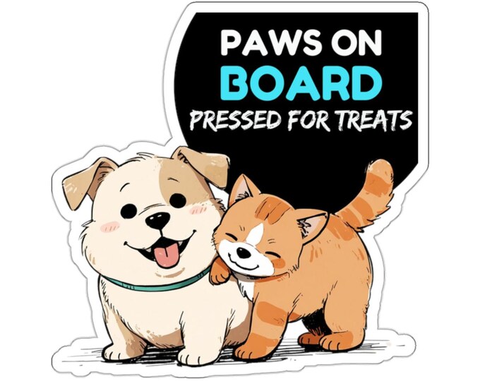 Cute Animal Die-Cut Stickers, Paws on Board for Dog and cat Lovers, Pet Owner Gift, Laptop Decals, Kids Room Decor, Fun Car Stickers