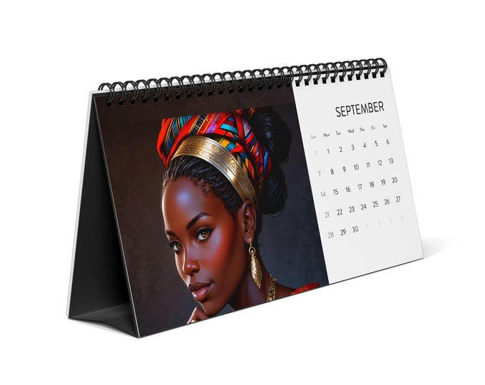 Black Queen Rise 2025 Desktop Calendar - Inspirational Artwork, Black History Month, Gift for Her, Home Decor, Unique Office Supplies