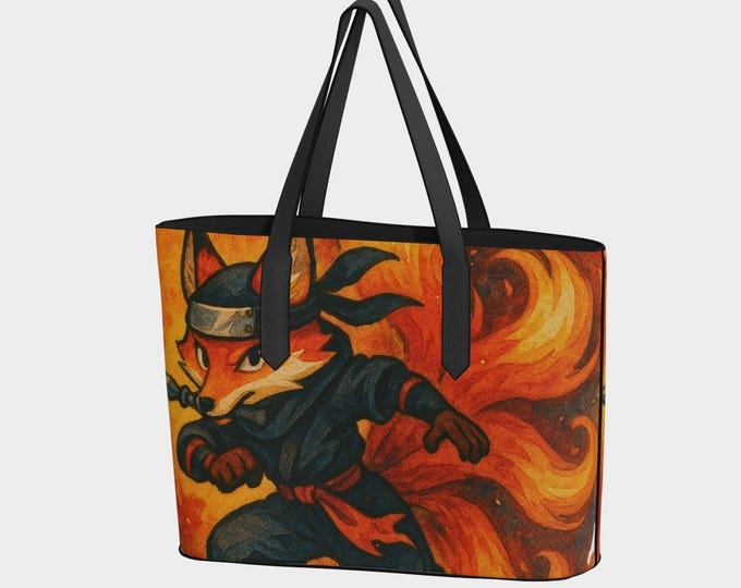 Ninja Fox Vegan Leather Tote Bag