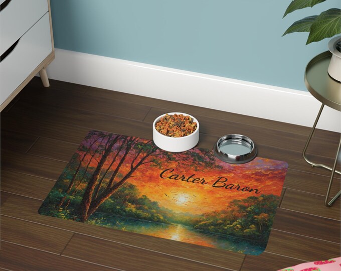 Personalized Pet Food Mat - Customizable Pet Feeding Mat, Functional Decoration for Pet Lovers, Ideal Gift for Dog or Cat Owners, Beautiful