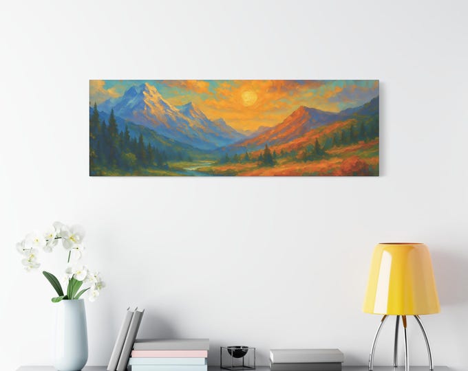 Scenic Landscape Canvas Art, Multiple Sizes, Nature Wall Decor, Outdoor Lover Gift, Colorful Mountain Artwork, Home Aesthetic Piece