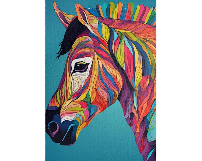 Vibrant Horse Puzzle - Colorful Animal Art, Fun for All Ages, Great Gift for Kids & Adults, Unique Home Decor, Perfect for Family Game Night