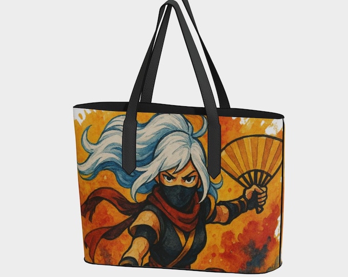 Ninja Woman Vegan Leather Tote Bag