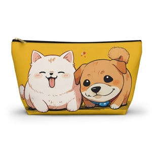 Gelber niedlicher Hunde- und Katzenbeutel, Haustier-Liebhaber-Geschenk, Make-up-Tasche, Hundemama-Accessoire, Tierliebhaber-Aufbewahrung, lustiger Beutel für alle Gelegenheiten