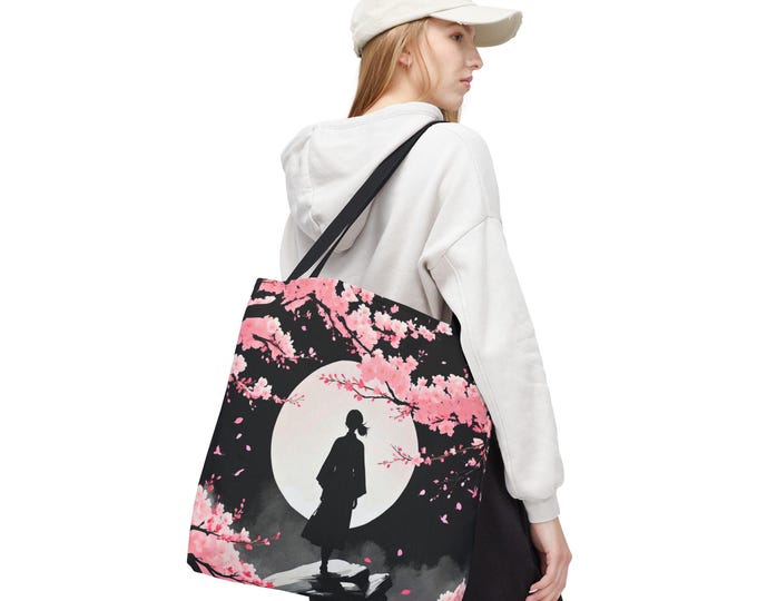 Cherry Blossom Tote Bag, Shopper Bag, Moonlight Tote, Eco-Friendly Carry All, Spring Gift for Her, Nature Lover Bag  multiple sizes